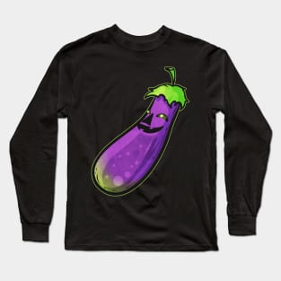 Eggplant Aubergine Jack O Lantern Face Costume Halloween Long Sleeve T-Shirt